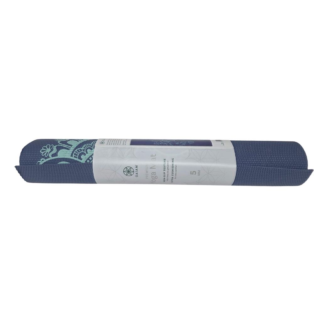 Gaiam Yoga Premium Print Yoga Mat 5 mm Thick Blue Color New